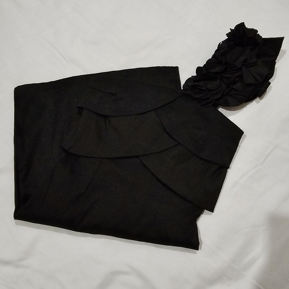 One-Shoulder ✦ Black Tiered Bust Cocktail Dress ✦ w/ Padded Lining & Stretch S - Picture 13 of 16